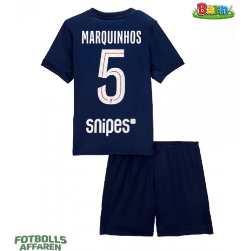 Paris Saint-Germain Marquinhos #5 Hemmaställ Barn 2025-26 Kortärmad (+ Korta byxor)